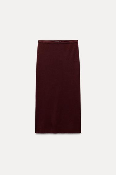 JEMNĚ PLEETENÁ SUKNĚ S VLNOU - Burgundská od Zara