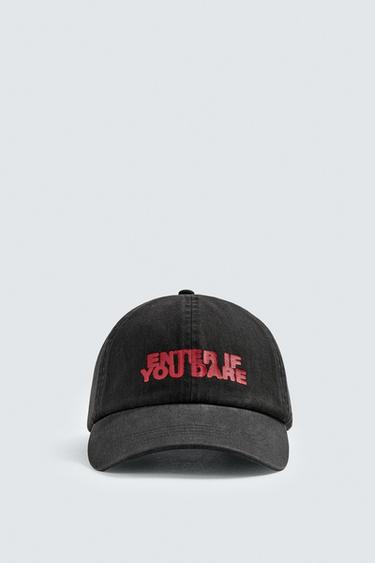WASHED CAP WITH PRINTED TEXT - Anthracite grey by Zara - Image 5