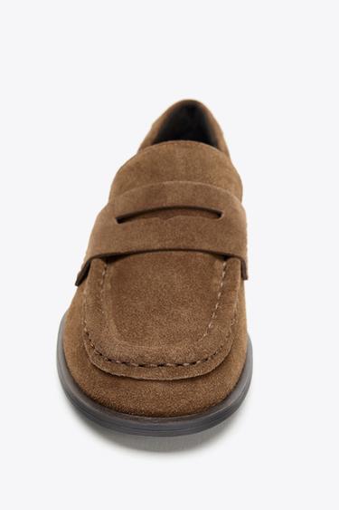 SPLIT SUEDE PENNY LOAFERS - Dark tan by Zara - Image 4