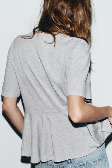 HAUT VARSITY À VOLANT - Gris chiné de Zara - Image 3