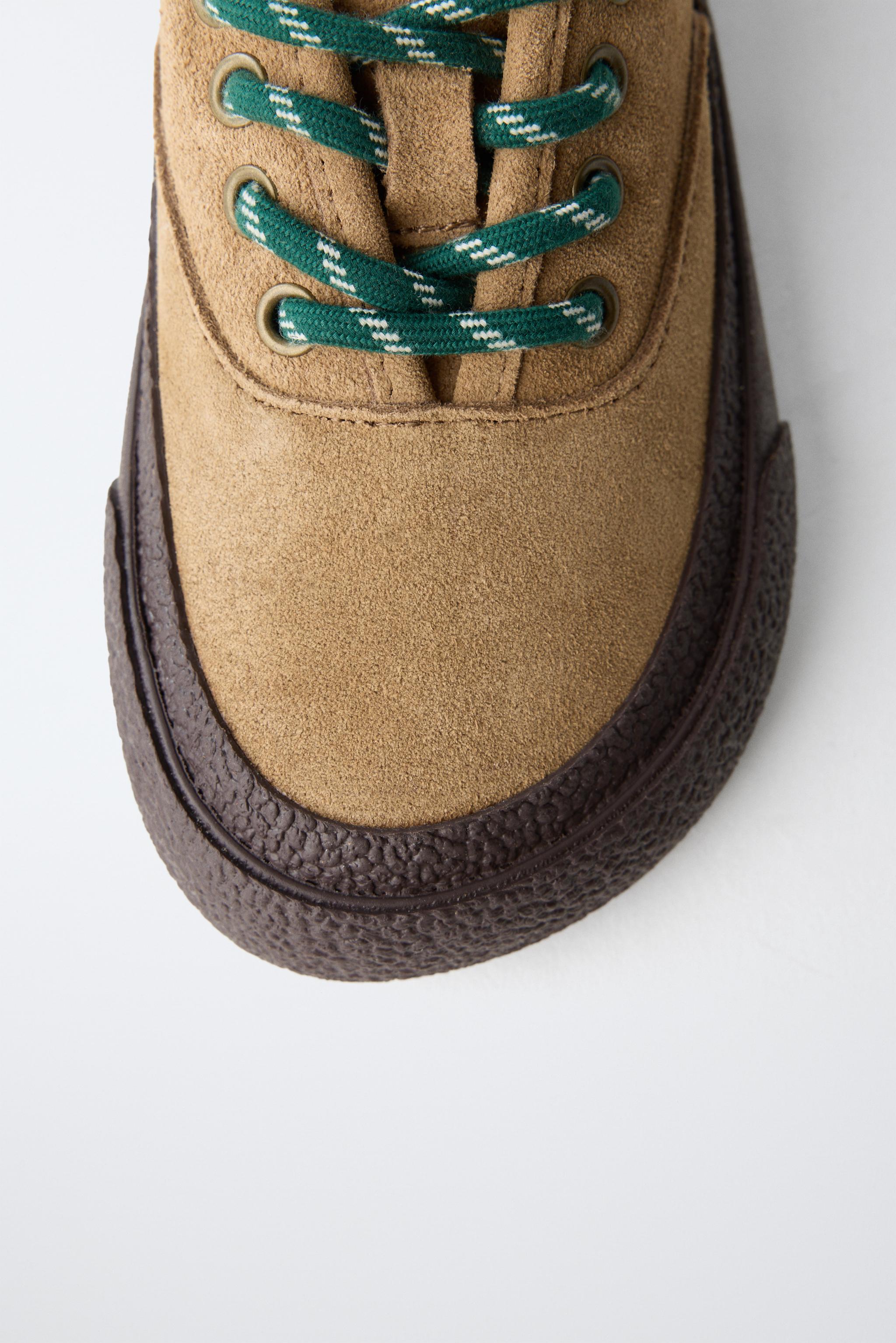 Детские кроссовки Zara CONTRAST LEATHER SNEAKERS — фото 5