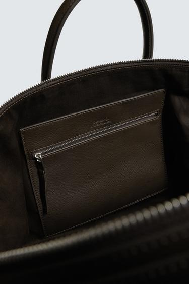 LEATHER TOTE BAG - Brown by Zara - Image 5