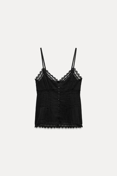 TOP BORDADOS BOTONES - Negro de Zara