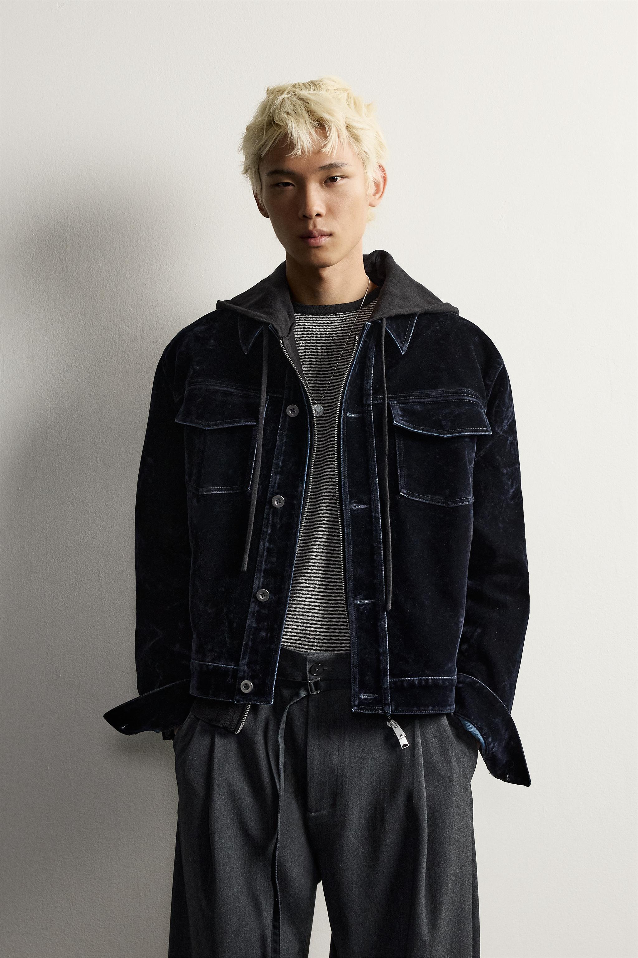 BLOUSON CROPPED FIT DENIM FLOCADO