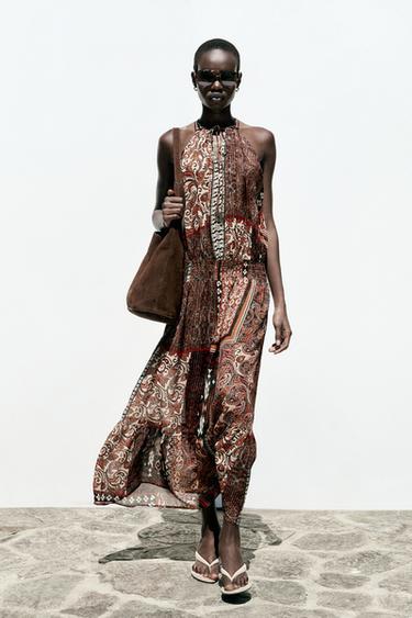 VESTIDO ESTAMPADO HILO METALIZADO - Multicolor de Zara