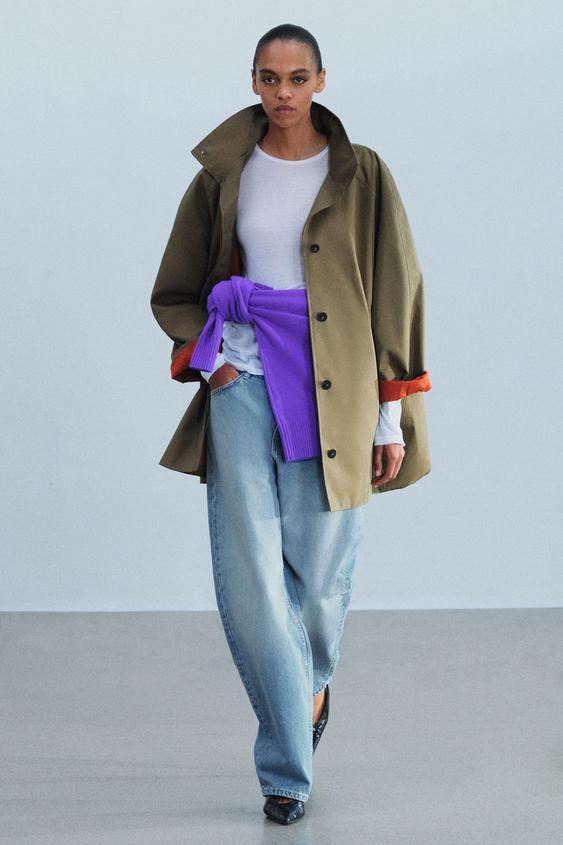 Zara ZW COLLECTION WATER-REPELLENT BALLOON JACKET - Khaki - Image 0