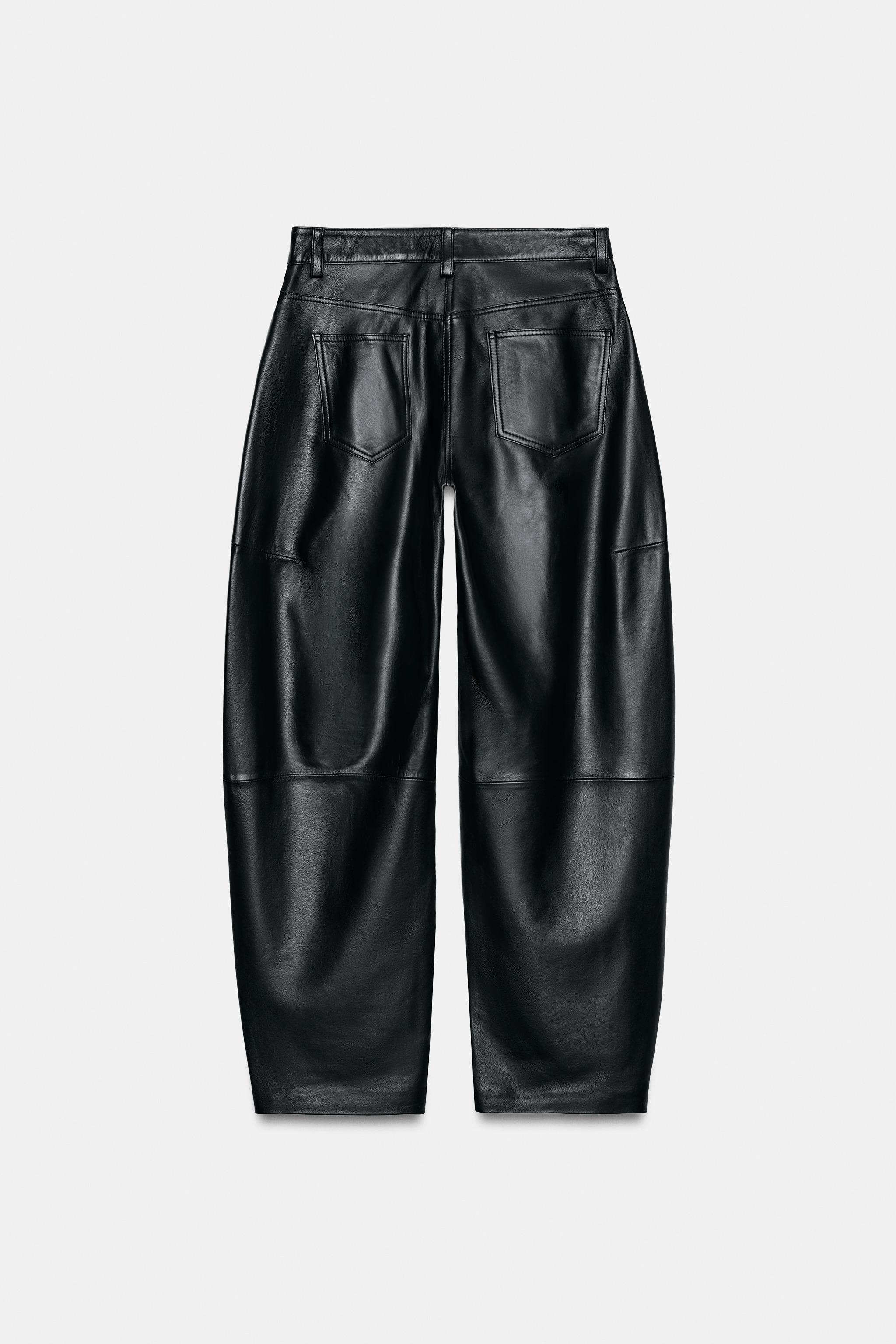 ZW COLLECTION LIMITED EDITION レザーバレルパンツ - ブラック | ZARA