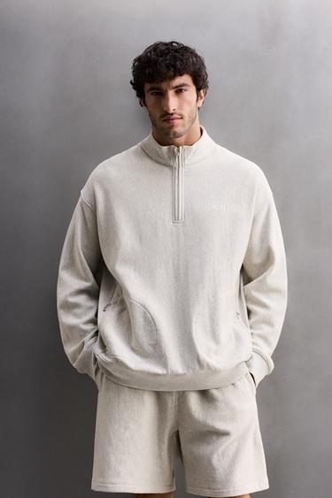 MOLETOM COM GOLA E ZÍPER PARA TREINO - Cinza-vigoré da Zara