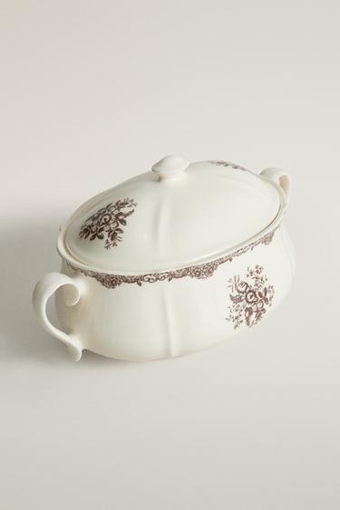 FLORAL EARTHENWARE TUREEN — Brown 2