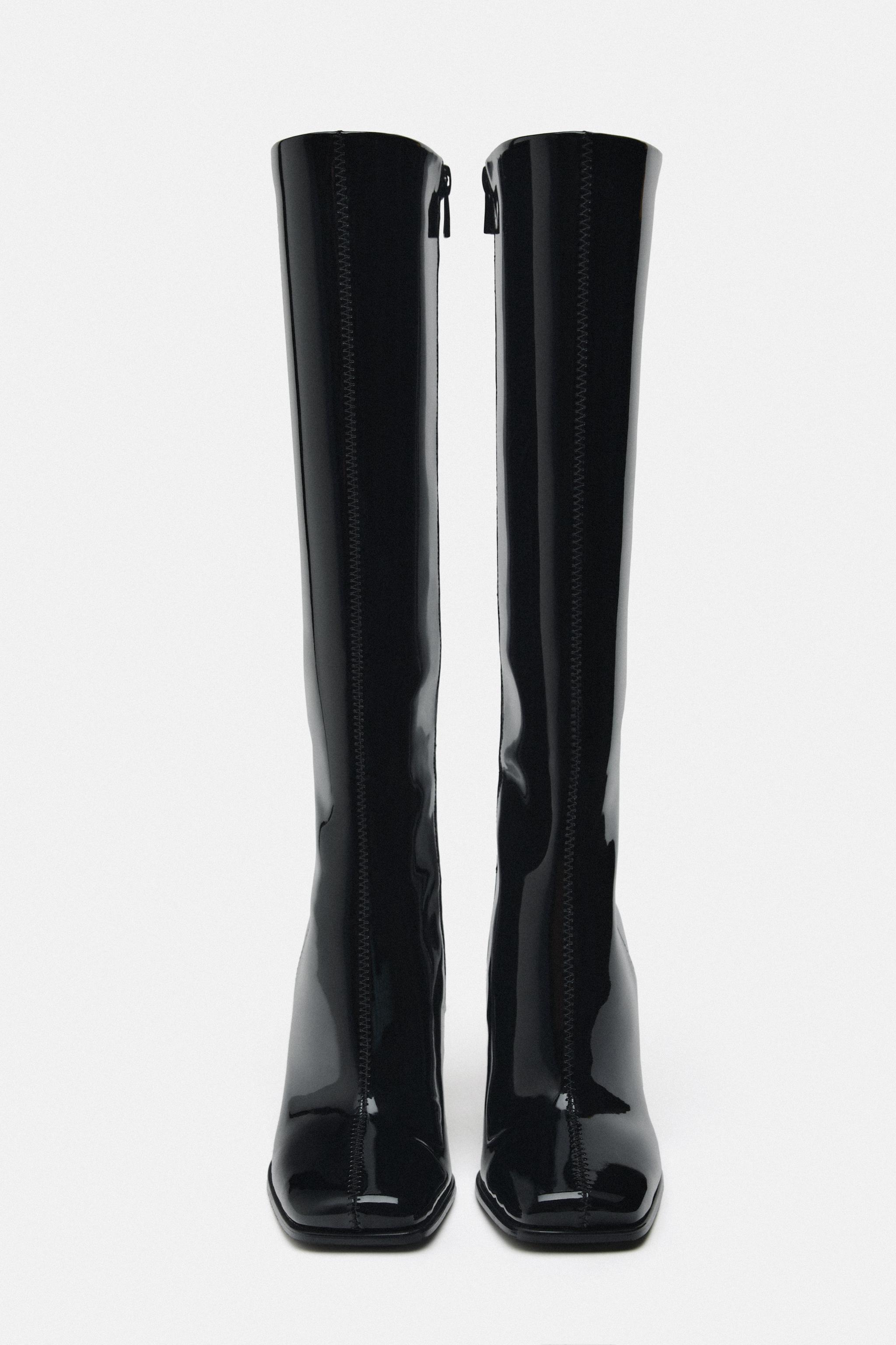 Knee high hotsell patent leather boots