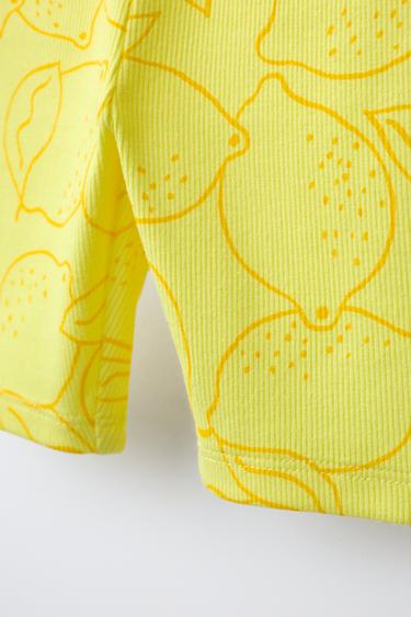 LEGGING CYCLISTE CÔTELÉ CITRONS - Jaune pastel de Zara - Image 3