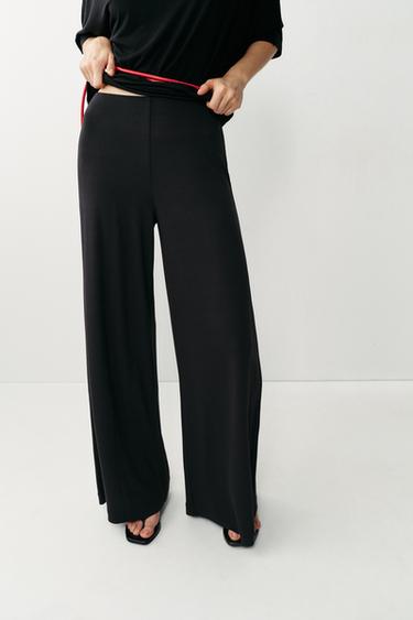 FLOWING PALAZZO TROUSERS - Black by Zara