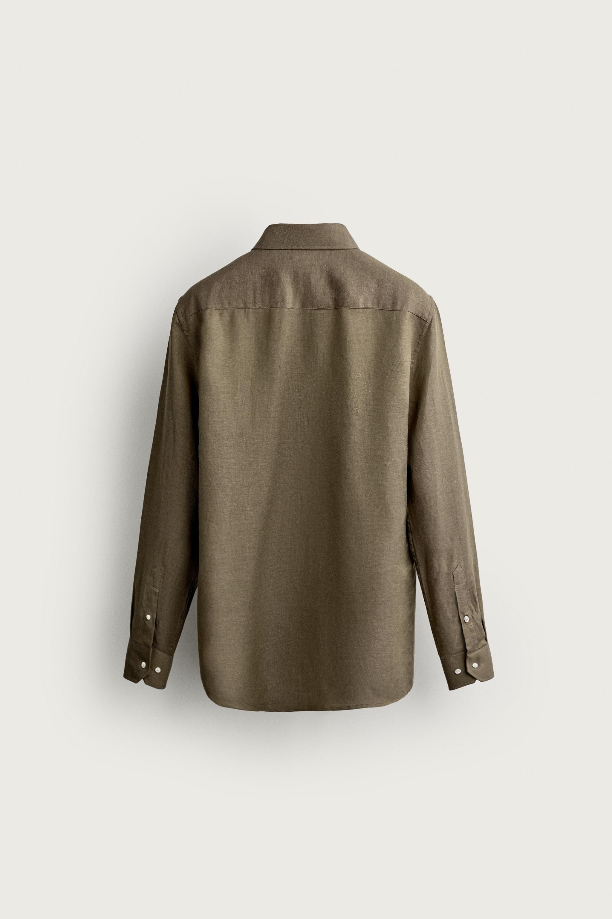 Мужские рубашки Zara LINEN-LYOCELL REGULAR FIT SHIRT — фото 7