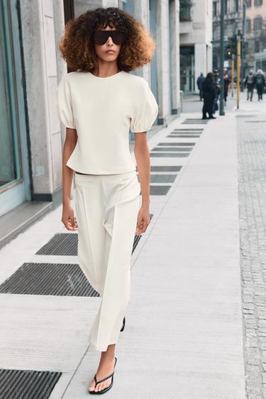 VOLUME TROUSERS - Ecru by Zara