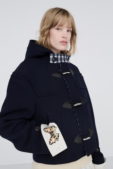 100% WOOL CROPPED FIT COAT — Navy blue 2