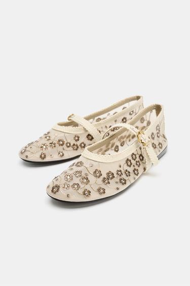BALLERINES EN MESH À BRILLANTS - Multicolore de Zara - Image 1