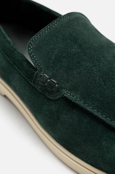 MOCASSINS EN CUIR CASUAL - Vert bouteille de Zara - Image 2