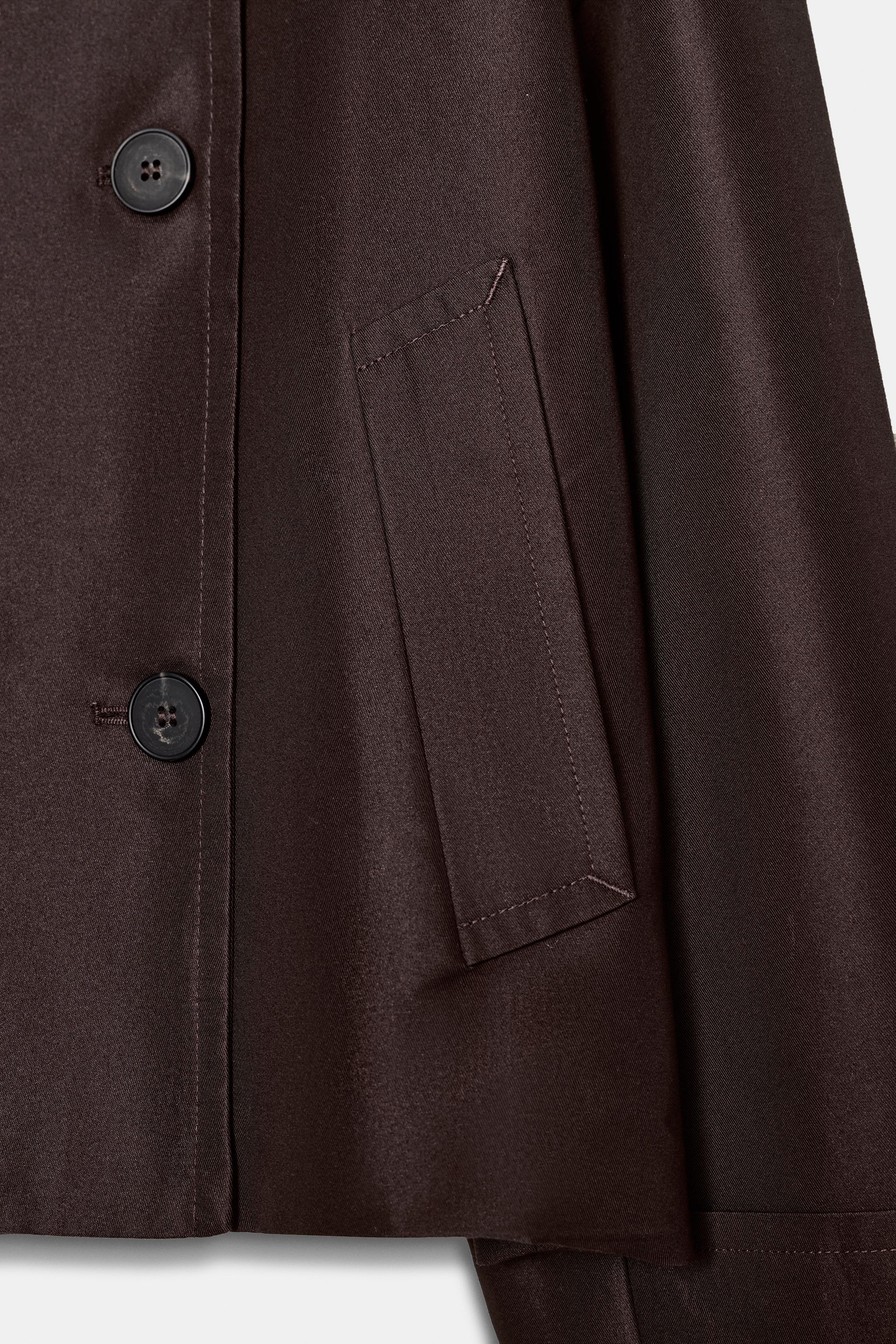 ZARA ショートダブルブレストトレンチコート S 完売品】ZARA ショートダブルブレストトレンチコート S 新品タグつき
