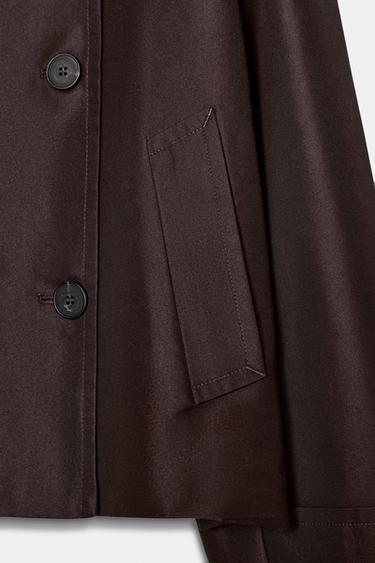 SHORT DOUBLE-BREASTED TRENCH COAT - Brown by Zara - Image 8