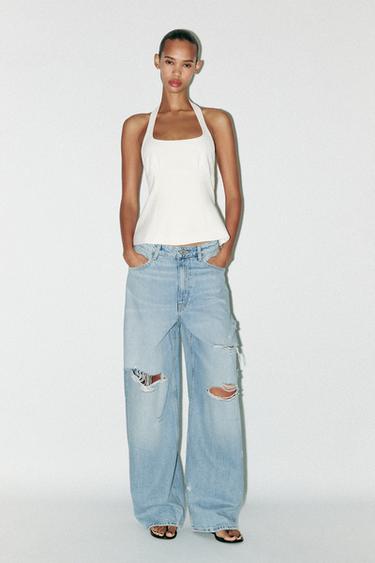 Zara BOW HALTER TOP - White