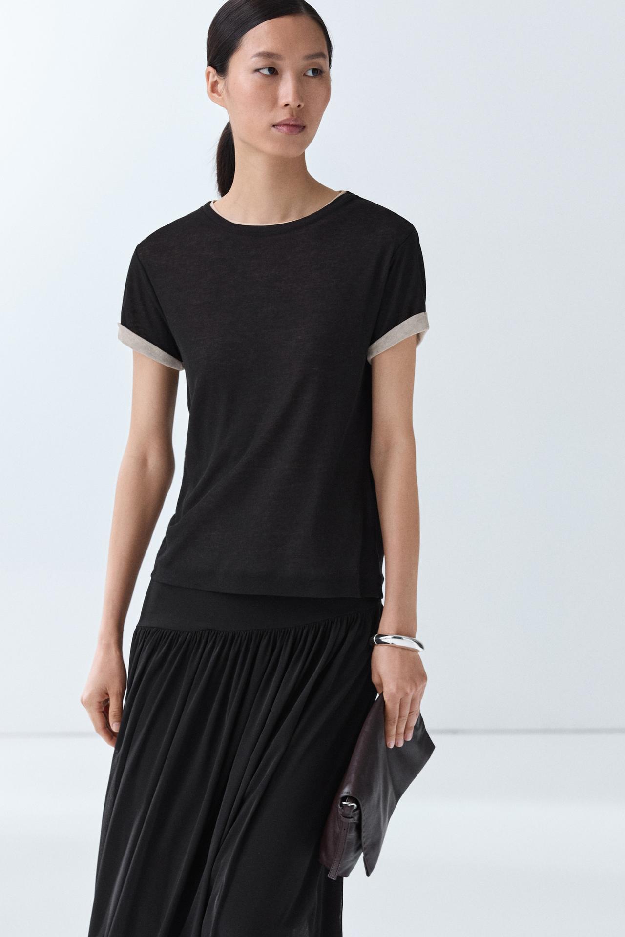 Double-layer short sleeve T-shirt — Black