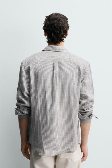100% LINEN STRIPED SHIRT - striped by Zara - Image 2