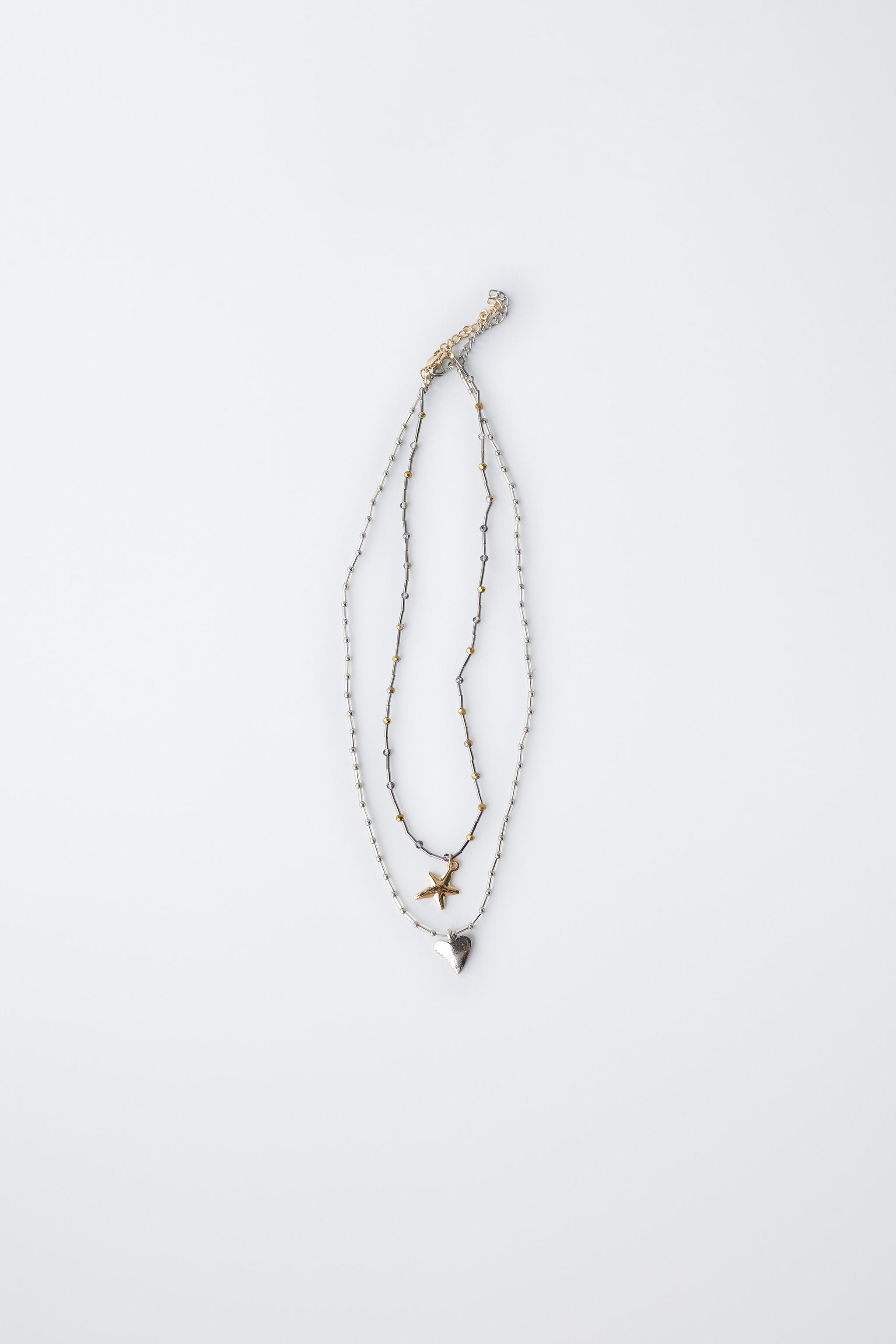 ハートと星のネックレスセット - ダークシルバー | ZARA Japan / 日本