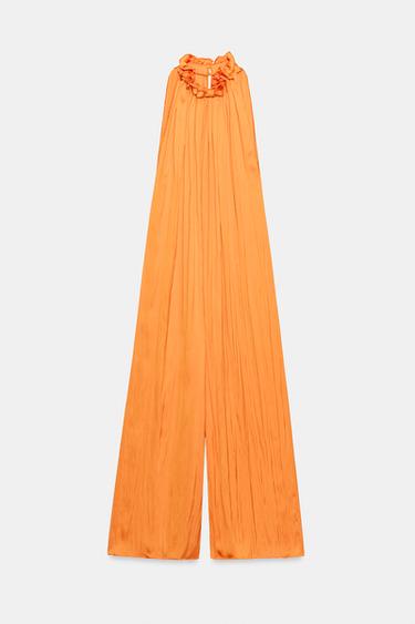 ZW COLLECTION SATIN JUMPSUIT - Orange by Zara - Image 4