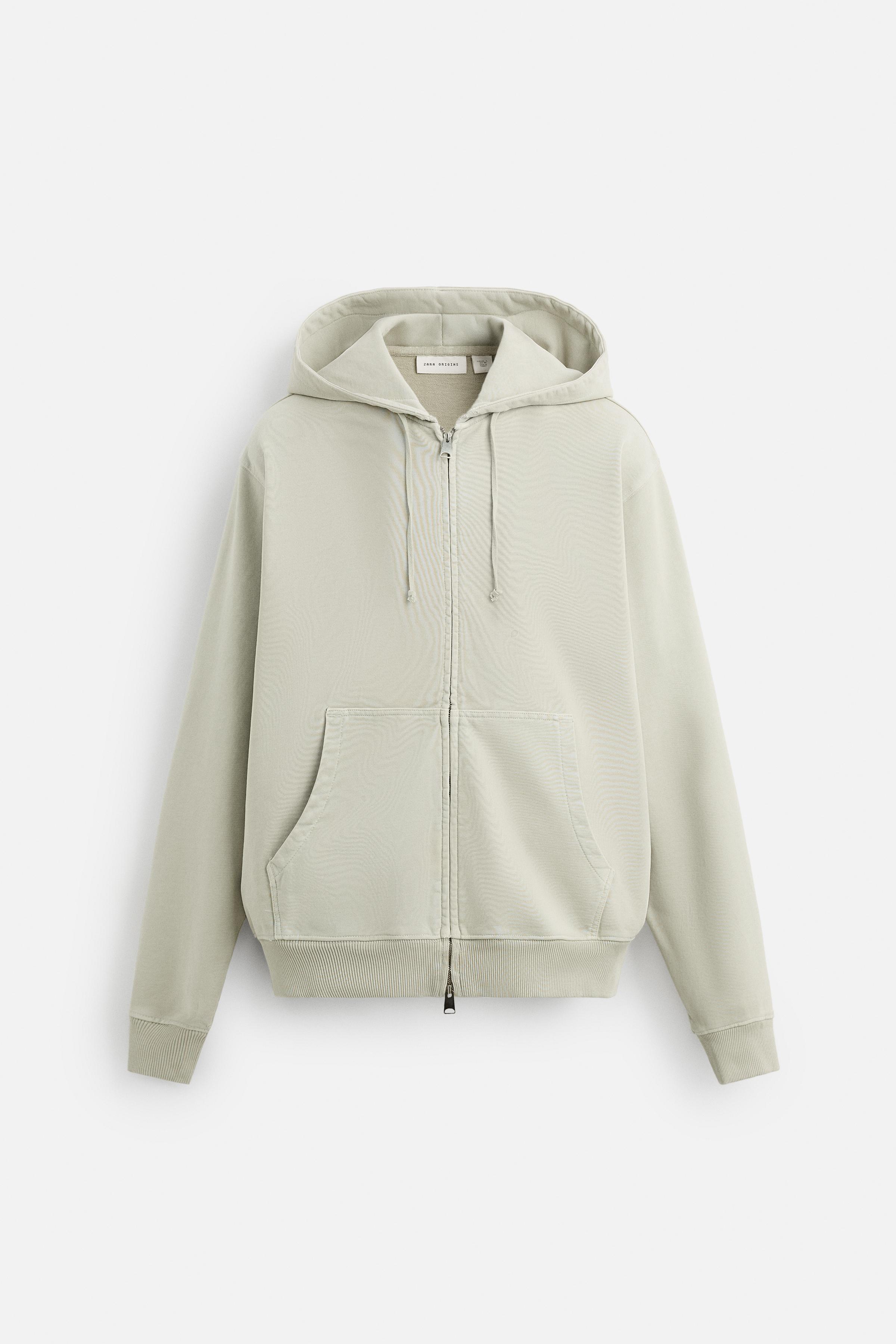 ウォッシュ加工ジップアップフーディ - ライトベージュ | ZARA