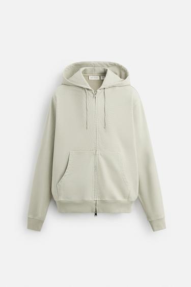 WASHED ZIP-UP HOODIE - Light beige by Zara - Image 7
