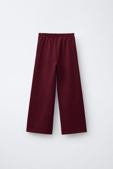 PLAIN WIDE-LEG TROUSERS - Burgundy by Zara - Image 1