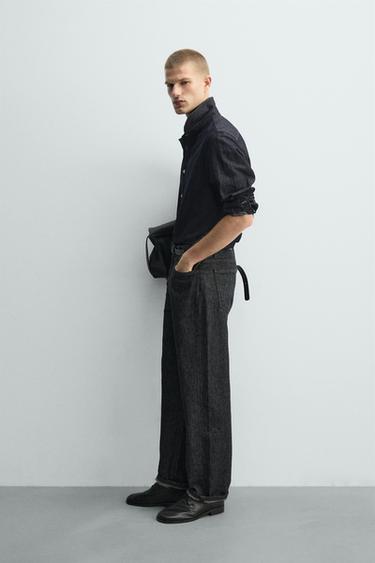 LIGHTWEIGHT COTTON/LINEN DENIM SHIRT - Indigo by Zara - Image 3