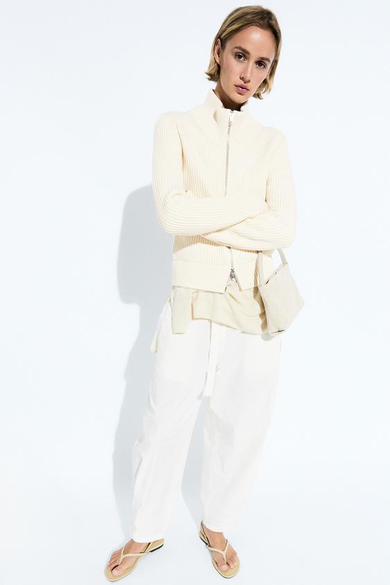 Zara 100% cotton purl knit cardigan - Ecru - Image 0