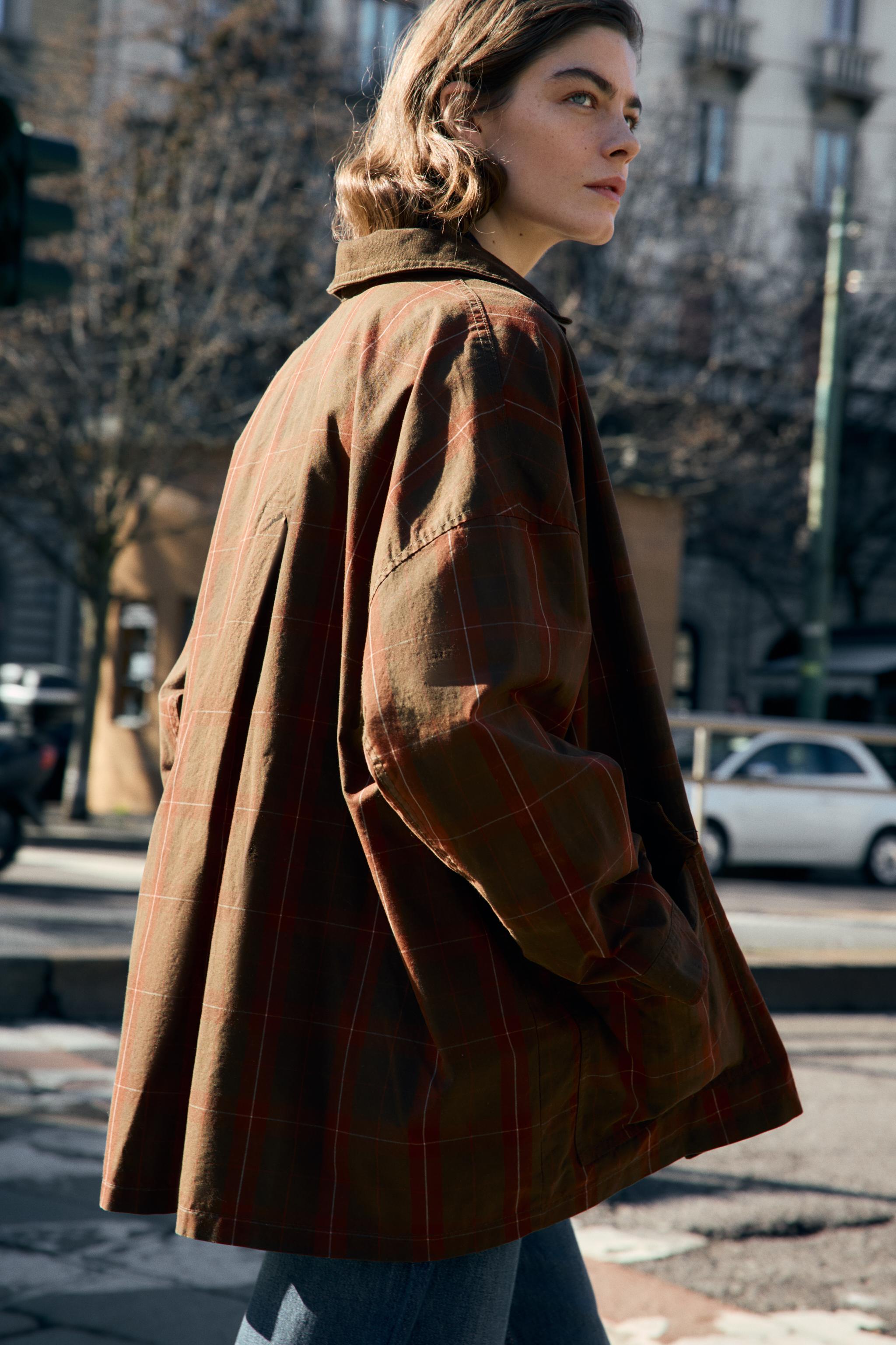 ZW COLLECTION WAXED JACKET WITH CORDUROY COLLAR - Burgundy | ZARA