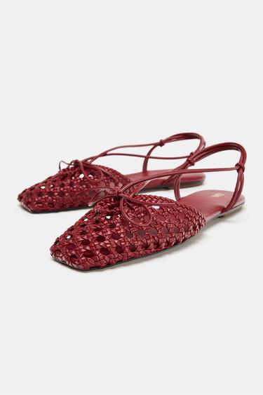 BRAIDED SLINGBACK CAGE SANDALS - Red by Zara - Image 4