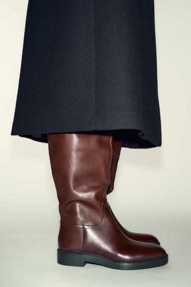 LEATHER BOOTS WITH INTERIOR LINING - Brown by Zara - Image 2