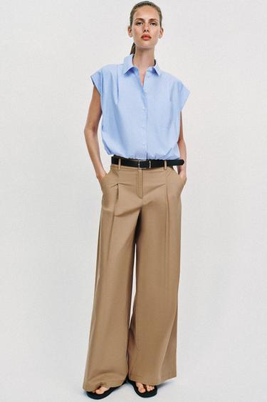 WIDE-LEG TROUSERS WITH BELT - camel by Zara