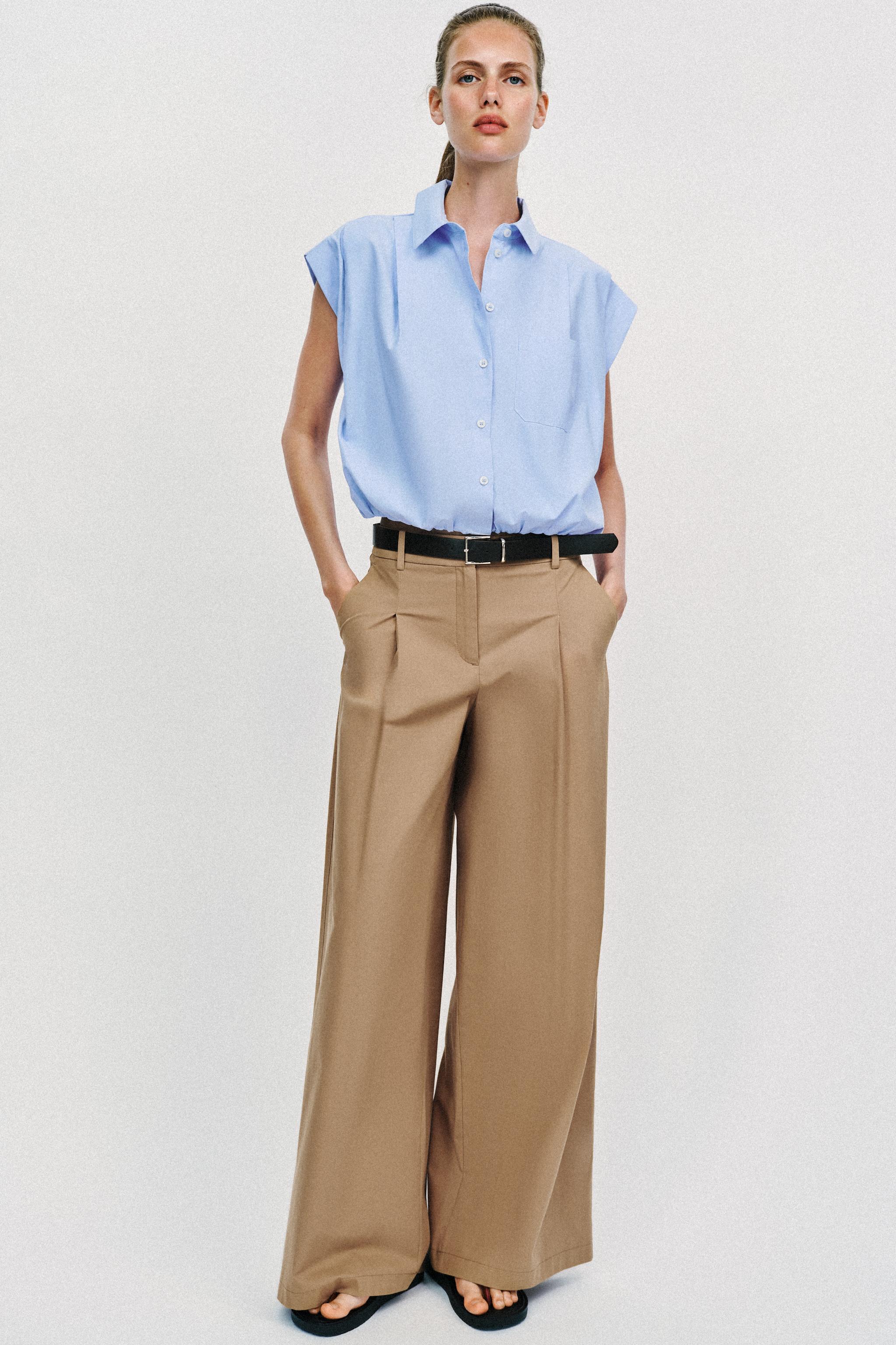 WIDE LEG BELTED PANTS