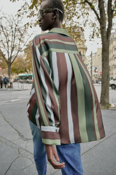 BLOUSE SATINÉE À RAYURES - Multicolore de Zara - Image 2