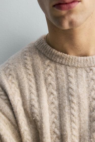 CABLE-KNIT SWEATER - camel by Zara - Image 5