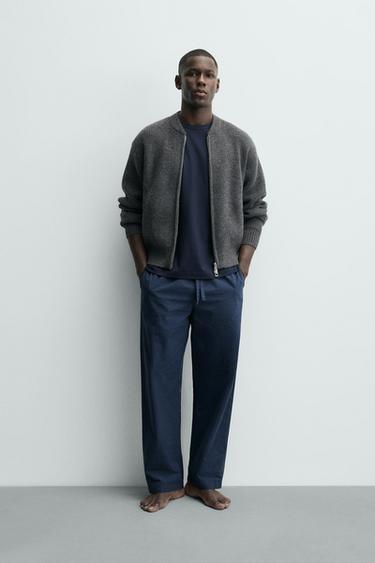 ENSEMBLE DE PYJAMA FLUIDE CONTRASTÉ - Bleu marine de Zara - Image 0