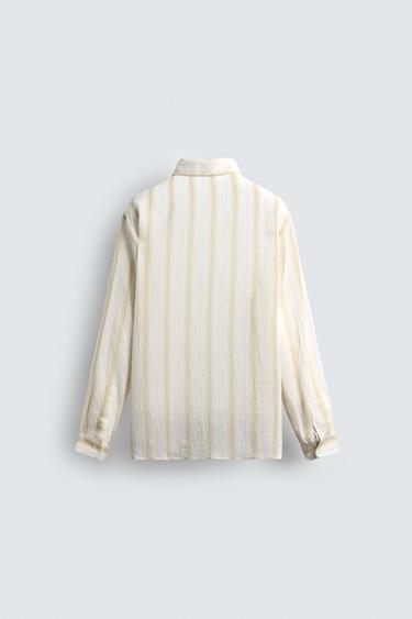 CHEMISE FLUIDE À RAYURES - Écru de Zara - Image 8