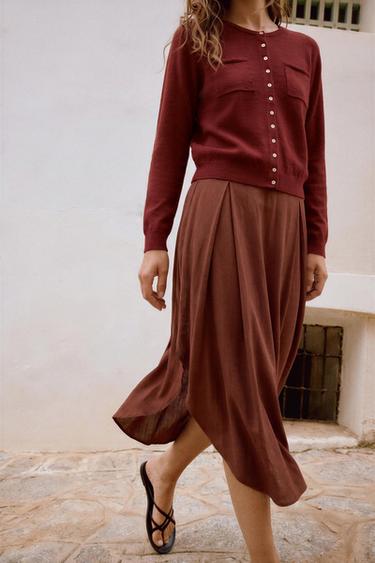 Zara POCKET CARDIGAN - Light maroon