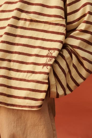 T-SHIRT À RAYURES FLEUR BRODÉE ÉDITION LIMITÉE - Jaune de Zara - Image 9