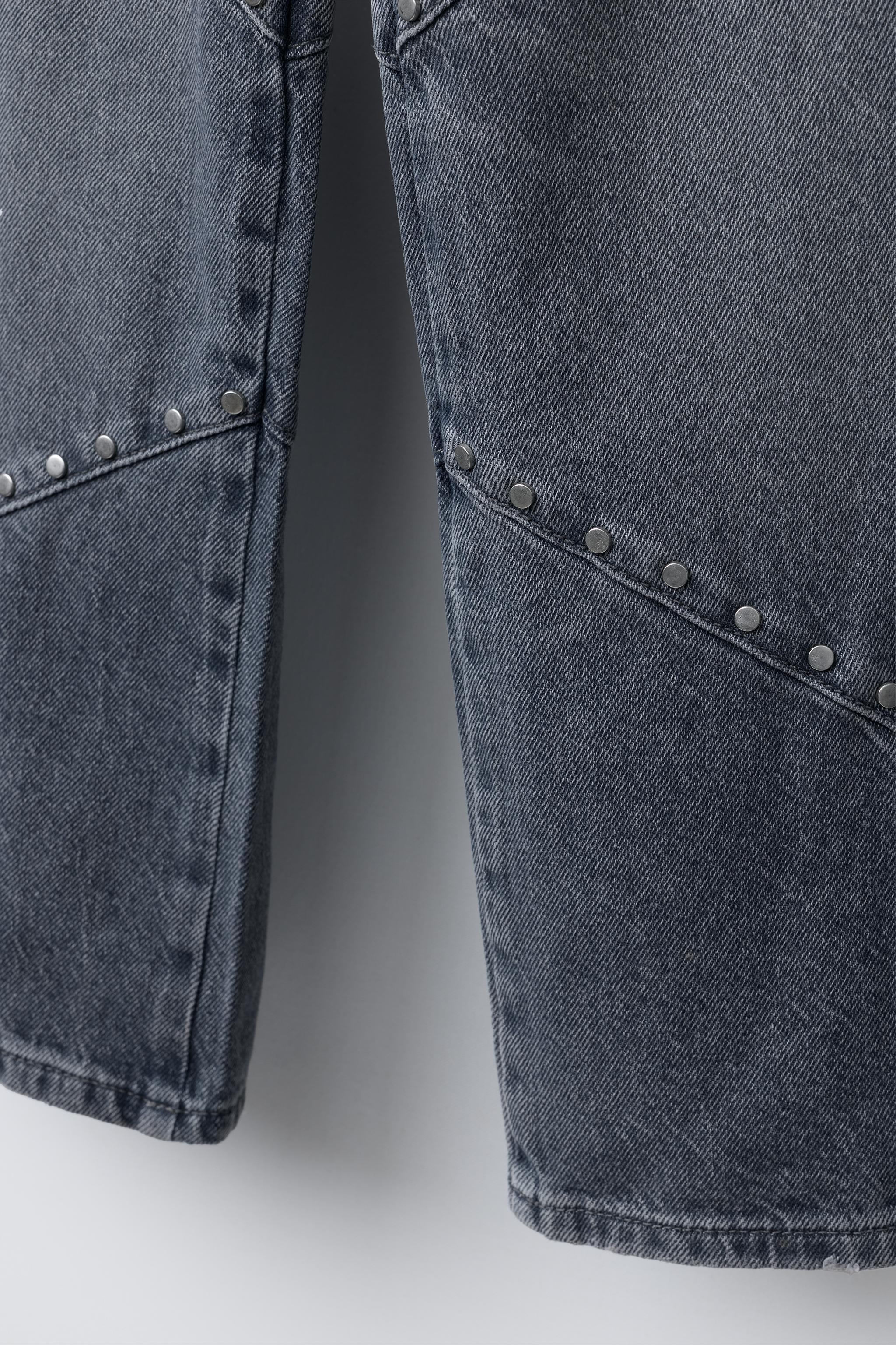 STUDDED WIDE LEG JEANS