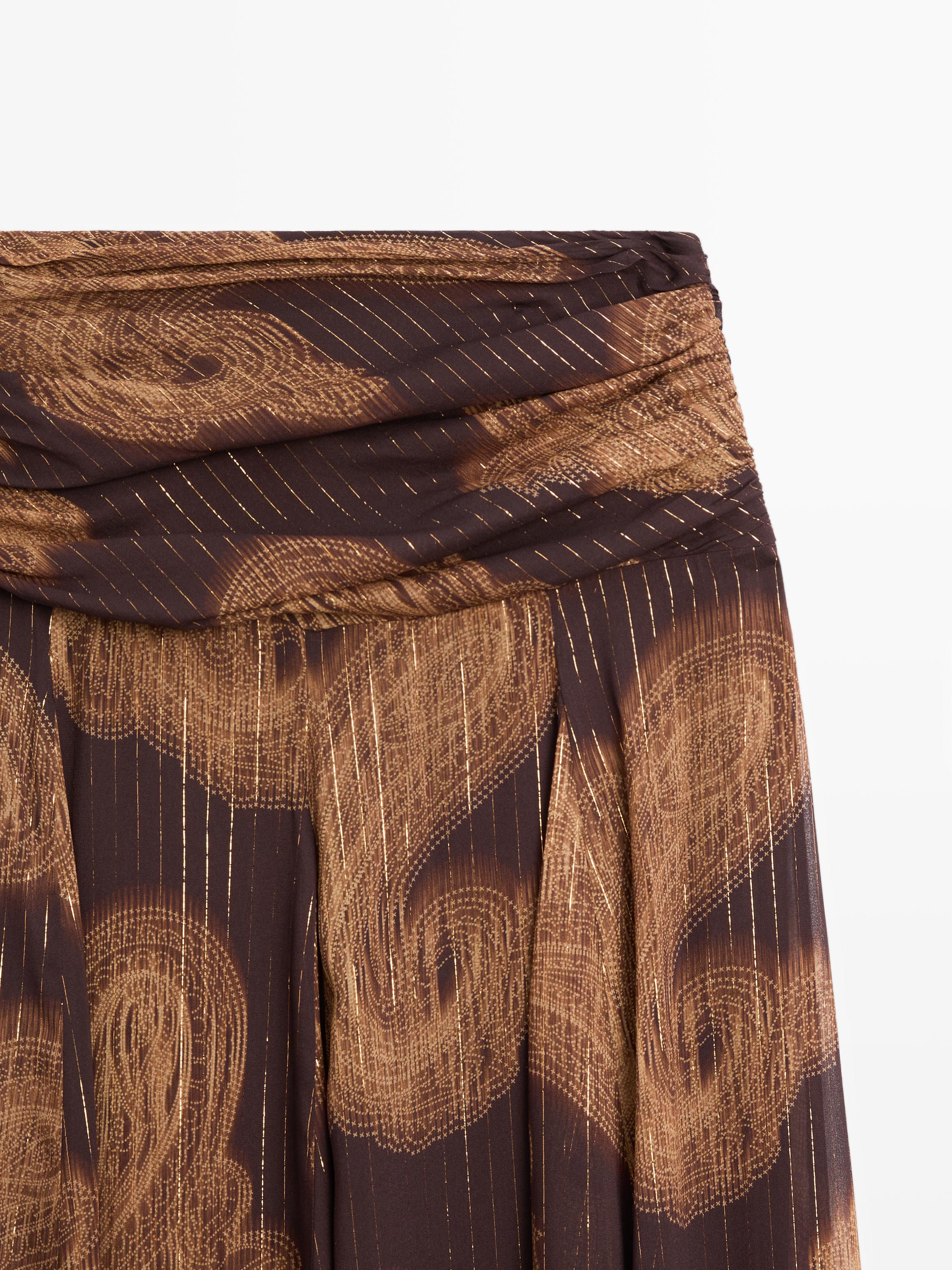 Flowing paisley print midi skirt