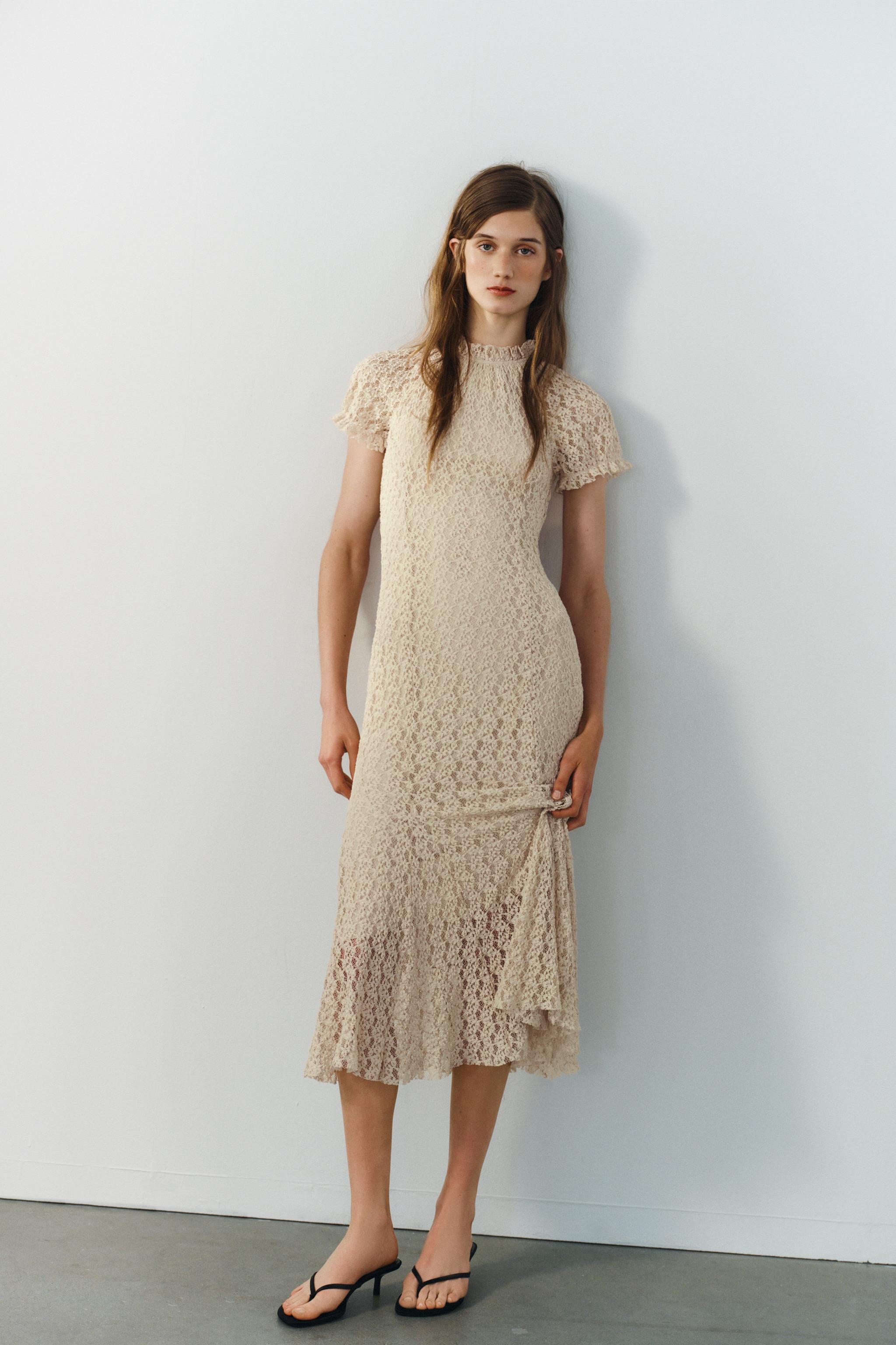 Женские платья Zara LACE MIDI DRESS