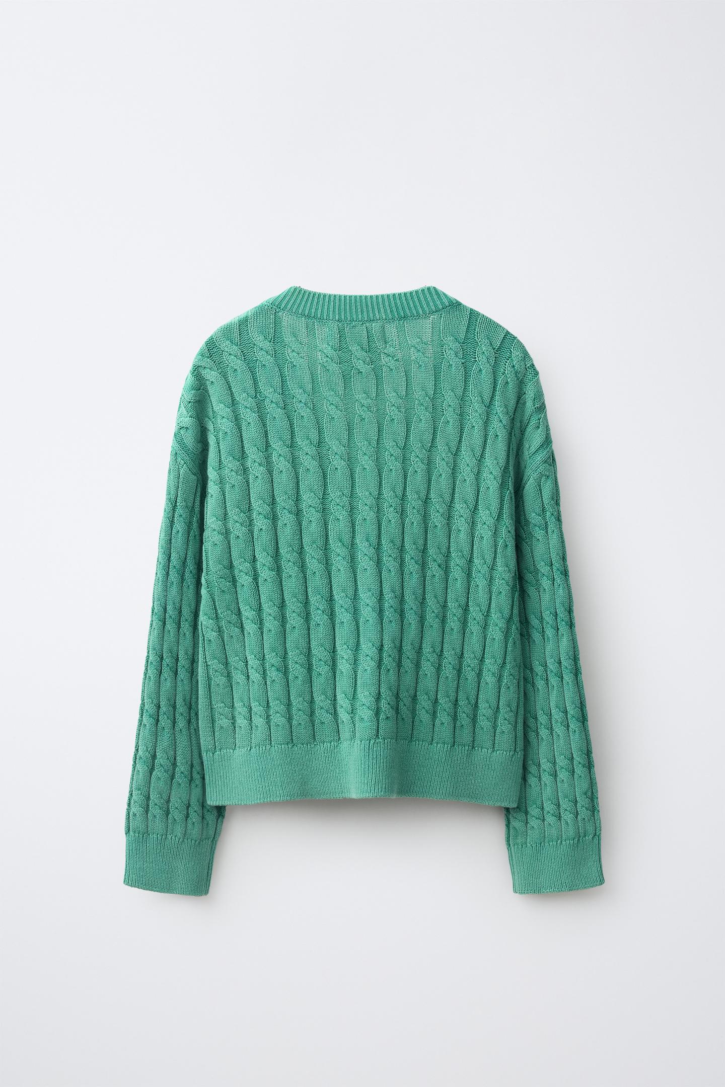 Кардиган Zara Fruit OF the Loom™ Cable Knit, цвет: Зелёный — фото 2