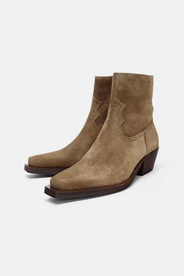 BOTÍN COWBOY SERRAJE - Tostado oscuro de Zara