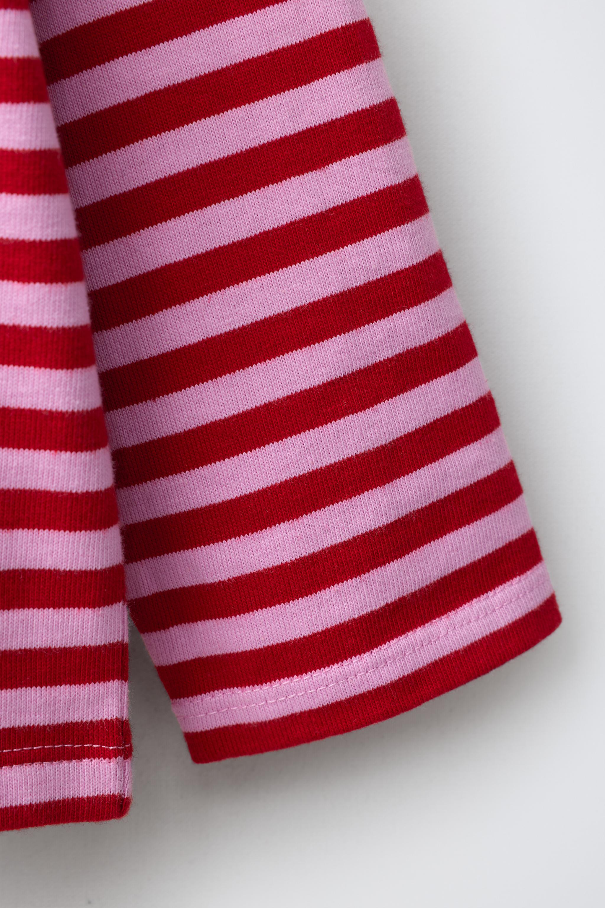 EMBROIDERED HEART STRIPED T-SHIRT